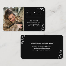 Customisable Black Pet Sitter Business Card