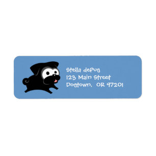 Customisable Black Pug 2 Return Address Labels