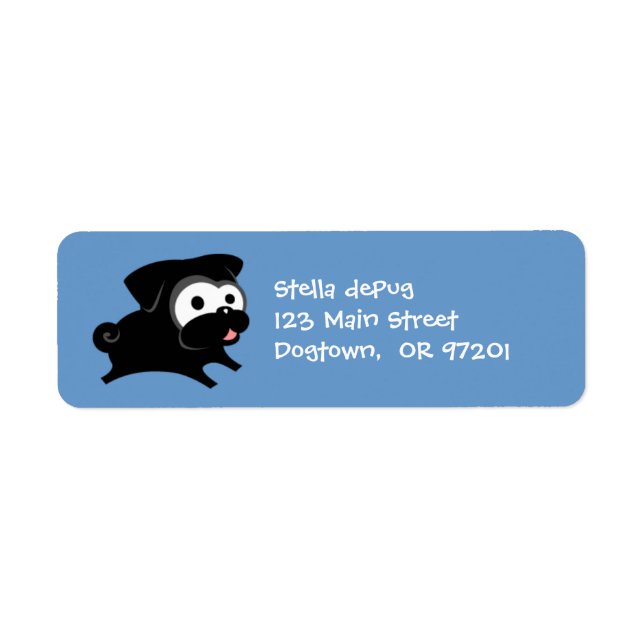 Customisable Black Pug 2 Return Address Labels (Front)