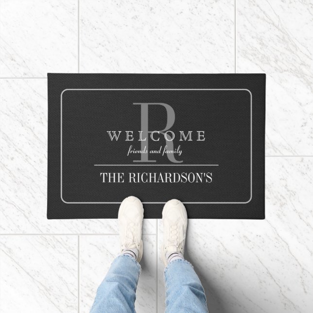 Customisable Black Rubber Design with Personalised Doormat (Indoor)