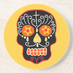 Customisable Black Sugar Skull Coaster