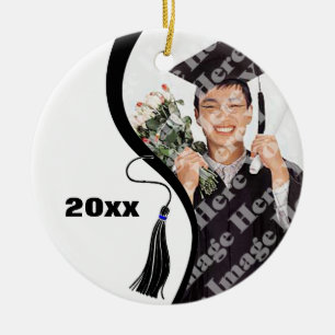 Customisable Black Wave Graduation Ornament