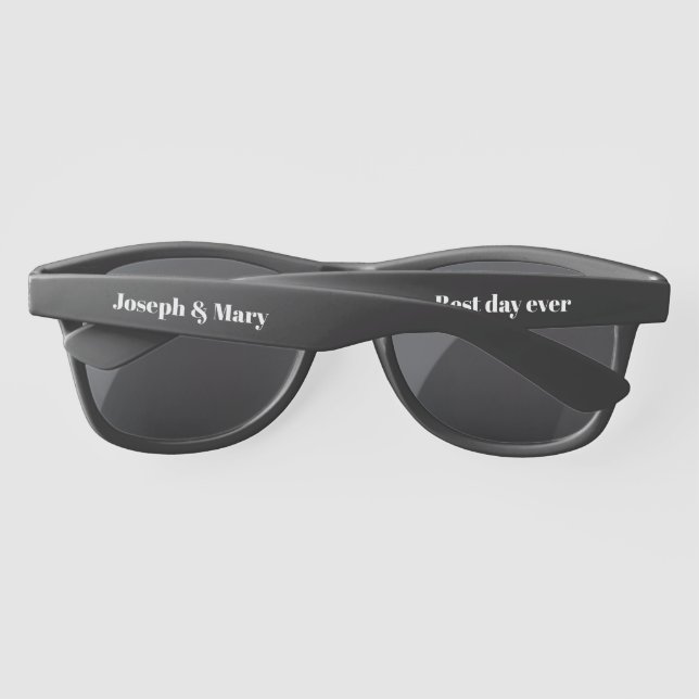 Customisable Black Wedding Guest Party Favour Sunglasses (Back)