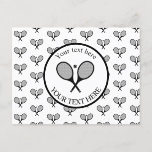 Customisable Black & White Elegant Tennis Rackets  Postcard