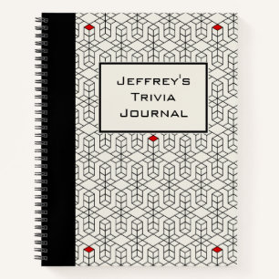 Customisable Black & White Geometric Trivia Notebook