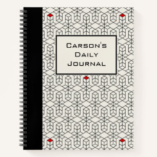 Customisable Black & White Geometric Trivia Notebook