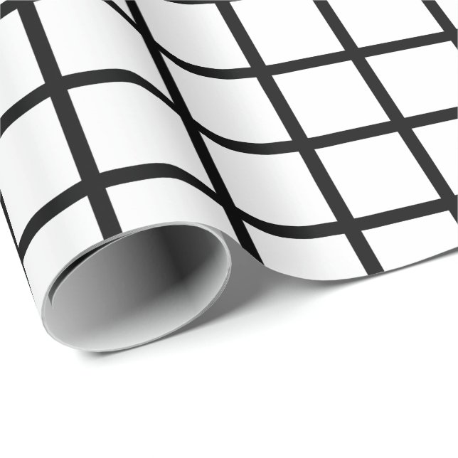 Customisable Black & White Grid Pattern Gift Wrap (Roll Corner)