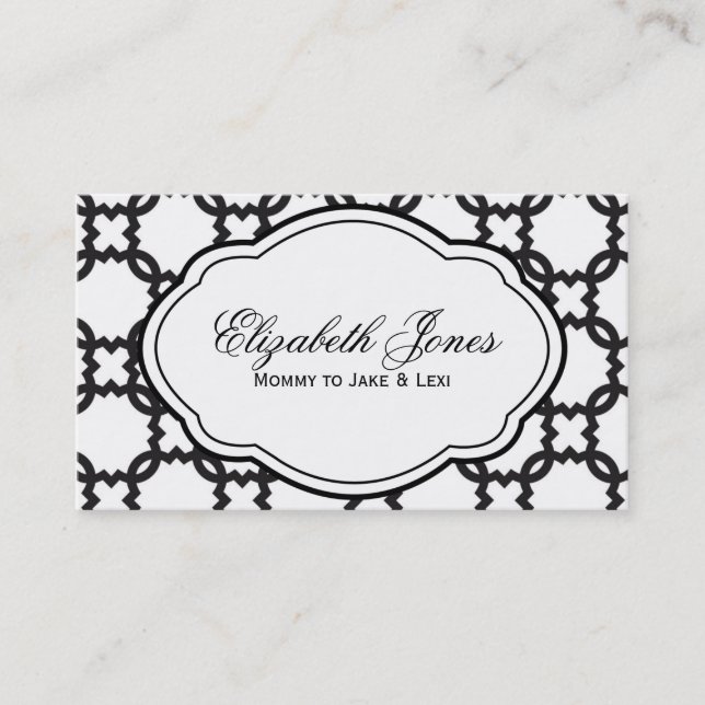 Customisable Black & White Mummy Calling Card (Front)