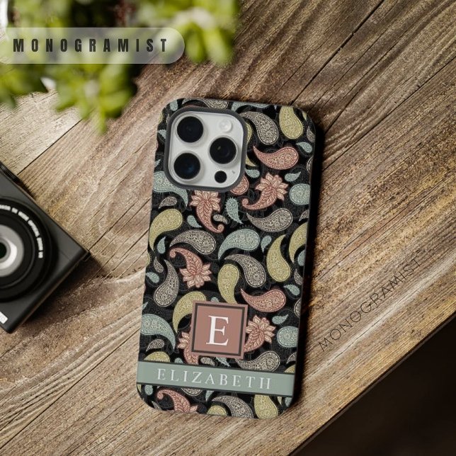 Customisable Black Yellow Blue Pink Paisley  iPhone Case (Customizable Black Yellow Blue Pink Paisley iPhone Case)