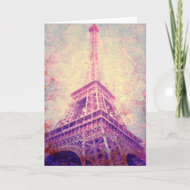 Customisable Blank Eiffel Tower Art Greeting Card (Front)