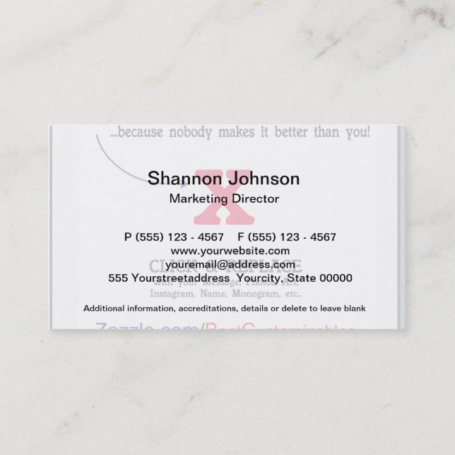 Customisable Blank Gift Template Business Card (Back)