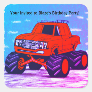 Customisable Blazing Fury: The Red Monster Truck Square Sticker