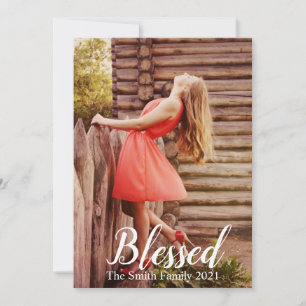 Customisable Blessed Christmas Holiday Card