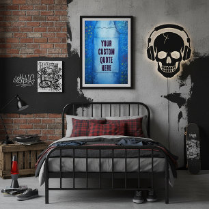 Customisable Blue Abstract Street Art Texture Poster