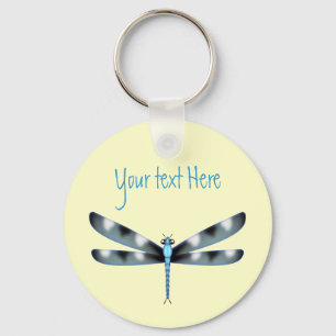 Customisable Blue and Black Dragonfly Keychain