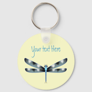 Customisable Blue and Black Dragonfly Keychain
