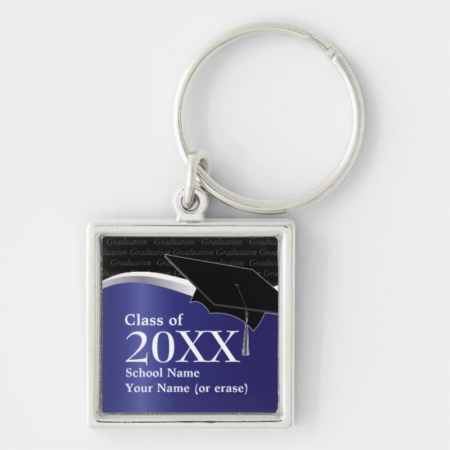 Customisable Blue and Black Graduation Keychain (Front)