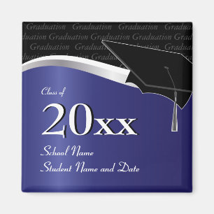 Customisable Blue and Black Graduation Magnet