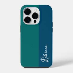 Customisable Blue and Green Colour Block Phone Cas iPhone 14 Pro Case