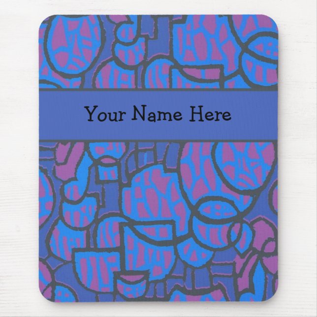 Customisable Blue and Magenta Abstract  Mousepad (Front)
