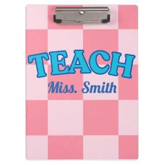 Customisable Blue and Pink Teacher Clipboards