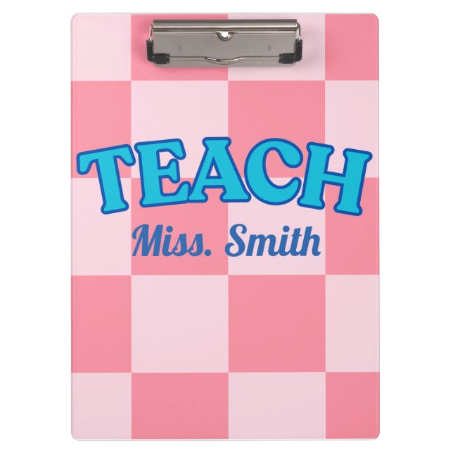 Customisable Blue and Pink Teacher Clipboards (Front)
