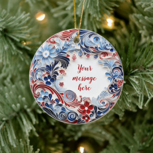Customisable Blue and red Chiyogami Ornament