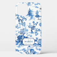 Customisable Blue and White Pagoda Chinoiserie