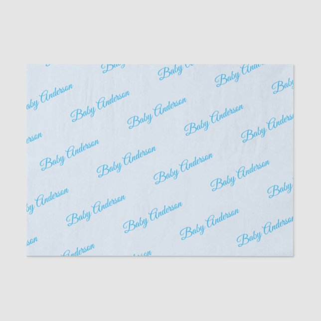 Customisable Blue Baby Shower Tissue Paper (Front)