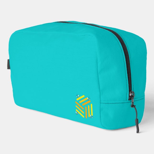 Customisable Blue Bee-uty Bag | Yellow Bee Logo (Right Corner)