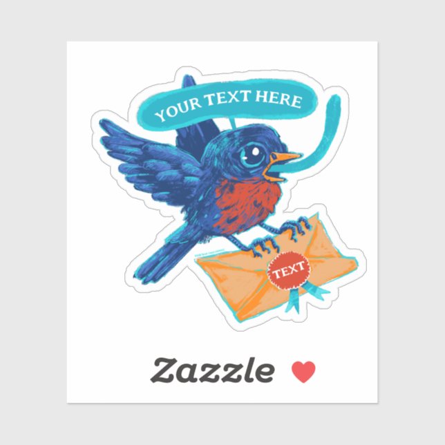 Customisable Blue Bird Sticker Mail Carrier (Sheet)