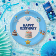Customisable Blue Birthday Plate
