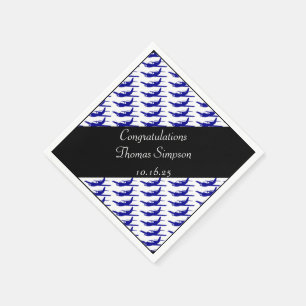 Customisable blue black aeroplane napkins