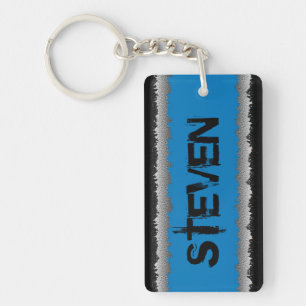 Customisable blue black grey shredded keychain
