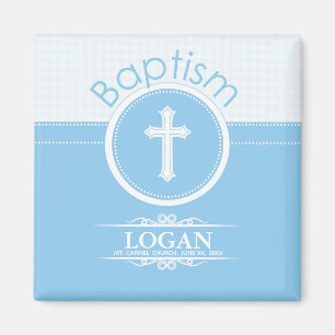 Customisable, Blue Boy Child of God Baptism Magnet