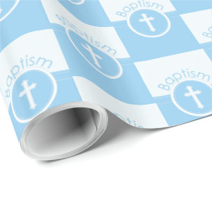 Customisable, Blue Boy Child of God Baptism Wrapping Paper