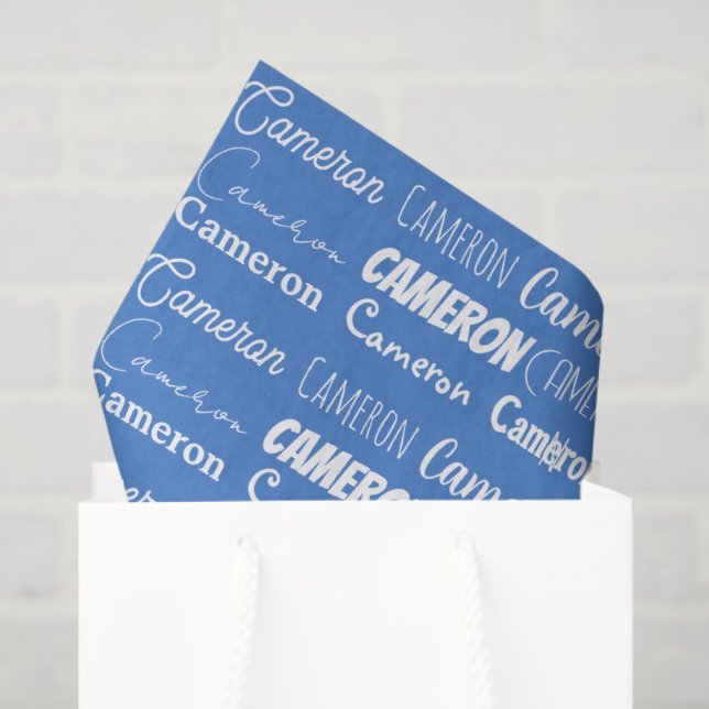 Customisable Blue Boys Name Font Collage Tissue Paper (Gift Bag)