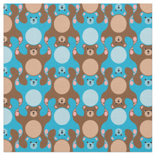 Customisable Blue Brown Teddy Bear Tesselation F Fabric