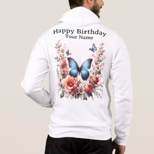 Customisable Blue Butterfly Floral Art-96279 Hoodie