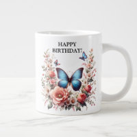 Customisable Blue Butterfly Floral Art-96279