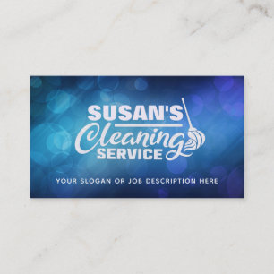 Customisable Blue Cleaning Business Cards