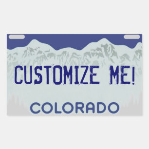 Customisable blue Colorado license plate stickers