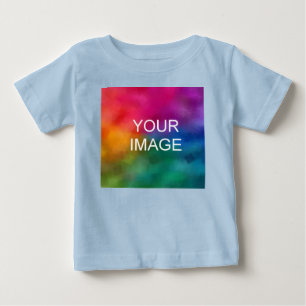 Customisable Blue Colour Template Add Image Photo Baby T-Shirt
