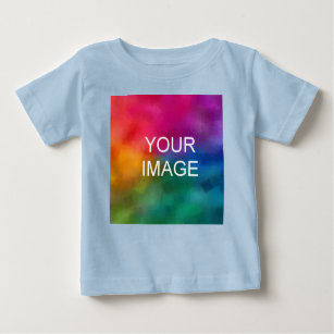 Customisable Blue Colour Template Add Image Photo Baby T-Shirt