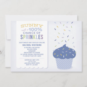 Customisable Blue Cupcake Sprinkle Invitation