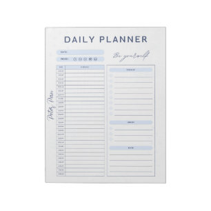 Customisable Blue Daily Planner - Top Priority, Notepad