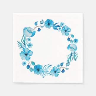 Customisable Blue Floral Napkins
