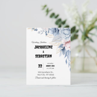 Customisable Blue Floral Wedding Invitation