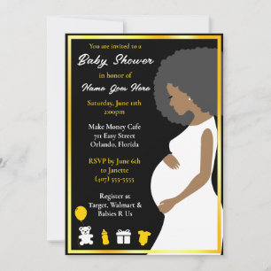 Customisable Blue Gold   Pregnant Downloadable Invitation
