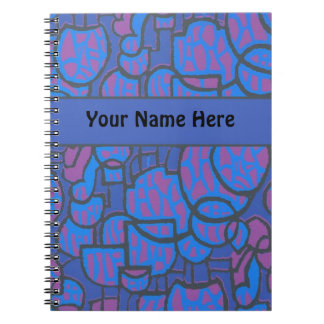 Customisable Blue Magenta Abstract Spiral Notebook